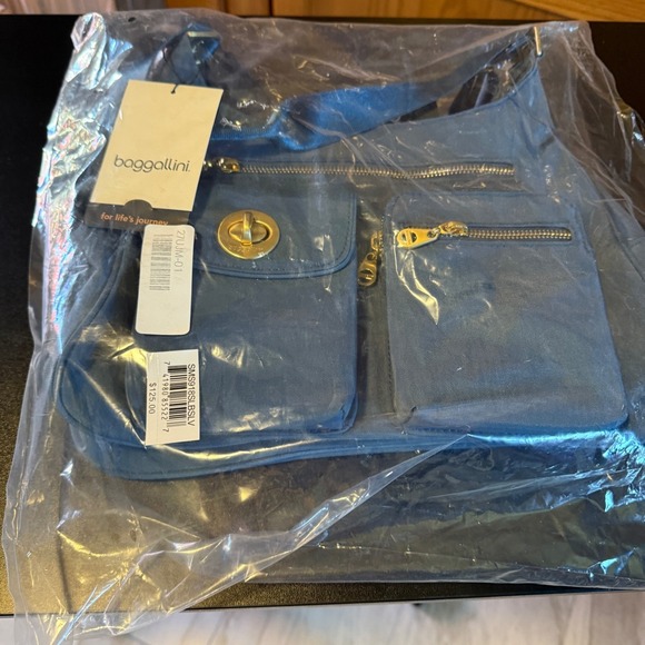 Baggallini San Marino Satchel shoulder Bag, Lightweight‎ Nylon, Blue, NWT - Picture 4 of 11